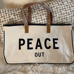 Large “Peace Out” canvas bag. NWT